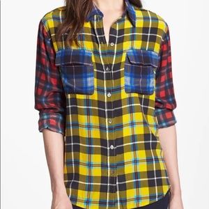 Equipment Long Sleeve Plaid Blouse